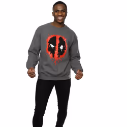 Marvel Mens Deadpool Splat Face Sweatshirt - S, Charcoal