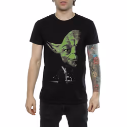 Star Wars Mens Yoda Green Face T-Shirt - M, Black