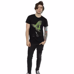 Star Wars Mens Yoda Green Face T-Shirt - M, Black