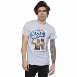 Star Wars Mens Luke Skywalker And C-3PO T-Shirt - XL, Heather Grey