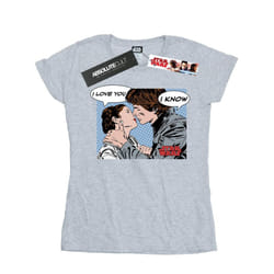 Star Wars Womens/Ladies Han Solo And Princess Leia Love Cotton T-Shirt - XXL, Heather Grey