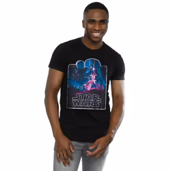 Star Wars Mens Movie Montage T-Shirt - XXL, Black