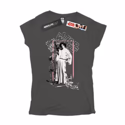Star Wars Womens/Ladies Princess Leia Distressed Cotton T-Shirt - XXL, Charcoal