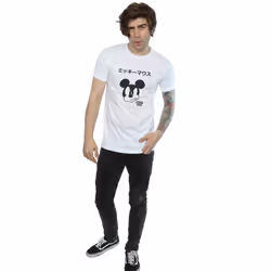 Disney Mens Mickey Mouse Japanese T-Shirt - XXL, White