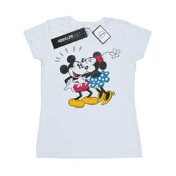 Disney Womens/Ladies Mickey And Minnie Kiss Cotton T-Shirt - XS, White