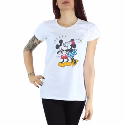 Disney Womens/Ladies Mickey And Minnie Kiss Cotton T-Shirt - XS, White