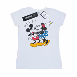 Disney Womens/Ladies Mickey And Minnie Kiss Cotton T-Shirt - XL, White