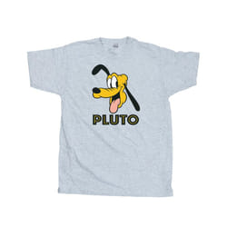 Disney Mens Pluto Face T-Shirt - S, Heather Grey