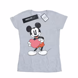 Disney Womens/Ladies Mickey Mouse Valentine Heart Cotton T-Shirt - XXL, Heather Grey