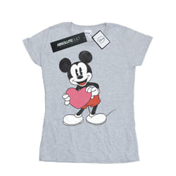 Disney Womens/Ladies Mickey Mouse Valentine Heart Cotton T-Shirt - XXL, Heather Grey
