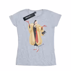 Disney Womens/Ladies Classic Cruella De Vil Cotton T-Shirt - XS, Heather Grey