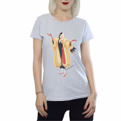 Disney Womens/Ladies Classic Cruella De Vil Cotton T-Shirt - XS, Heather Grey