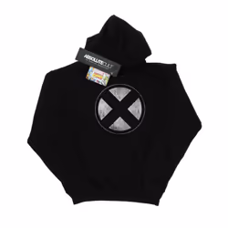 Marvel Mens X-Men Distressed Emblem Hoodie - XXL, Black