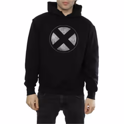 Marvel Mens X-Men Distressed Emblem Hoodie - XXL, Black
