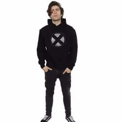 Marvel Mens X-Men Distressed Emblem Hoodie - XXL, Black