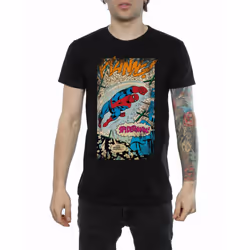 Marvel Mens Spider-Man Ftanng T-Shirt - L, Black