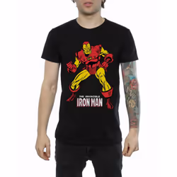 Marvel Mens Iron Man Pose T-Shirt - L, Black
