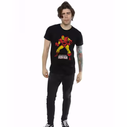 Marvel Mens Iron Man Pose T-Shirt - L, Black