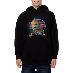 Marvel Boys Guardians Of The Galaxy Neon Groot Hoodie - 7-8 Years, Black