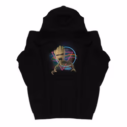 Marvel Boys Guardians Of The Galaxy Neon Groot Hoodie - 9-11 Years, Black