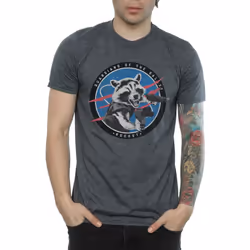 Marvel Mens Guardians Of The Galaxy Rocket Emblem T-Shirt - XL, Dark Heather