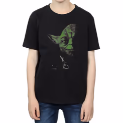 Star Wars Boys Yoda Green Face T-Shirt - 9-11 Years, Black