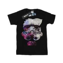 Star Wars Girls Stormtrooper Floral Helmet Cotton T-Shirt - 9-11 Years, Black