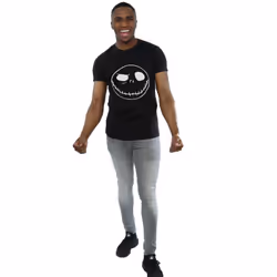 Disney Mens Nightmare Before Christmas Jack's Big Face T-Shirt - S, Black
