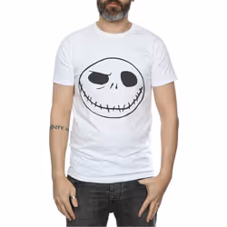 Disney Mens Nightmare Before Christmas Jack's Big Face T-Shirt - L, White