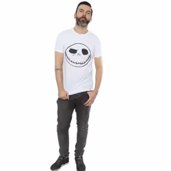 Disney Mens Nightmare Before Christmas Jack's Big Face T-Shirt - XXL, White