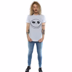 Disney Mens Nightmare Before Christmas Jack's Big Face T-Shirt - S, Sports Grey