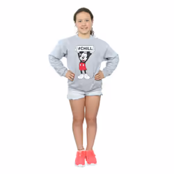 Disney Girls Mickey Mouse Chill Sweatshirt - 7-8 Years, Sports Grey