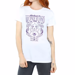 Disney Womens/Ladies Alice In Wonderland Adventures In Wonderland Cotton Boyfriend T-Shirt - XL, White
