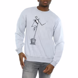 Disney Mens Nightmare Before Christmas Jack Pose Sweatshirt - XXL, Sports Grey