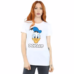 Disney Womens/Ladies Donald Duck Face Cotton T-Shirt - XL, White