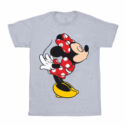 Disney Girls Minnie Mouse Split Kiss Cotton T-Shirt - 12-13 Years, Sports Grey