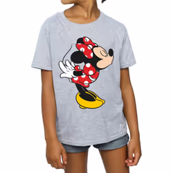 Disney Girls Minnie Mouse Split Kiss Cotton T-Shirt - 12-13 Years, Sports Grey