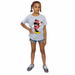Disney Girls Minnie Mouse Split Kiss Cotton T-Shirt - 12-13 Years, Sports Grey