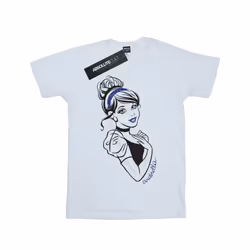 Disney Princess Girls Cinderella Glitter Cotton T-Shirt - 9-11 Years, White