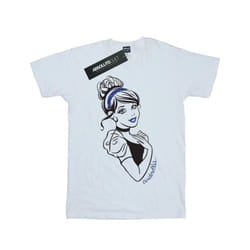 Disney Princess Girls Cinderella Glitter Cotton T-Shirt - 9-11 Years, White