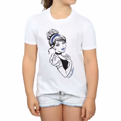 Disney Princess Girls Cinderella Glitter Cotton T-Shirt - 9-11 Years, White