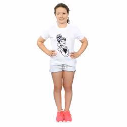 Disney Princess Girls Cinderella Glitter Cotton T-Shirt - 9-11 Years, White