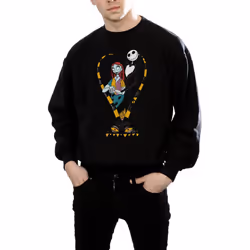 Disney Mens Nightmare Before Christmas Jack And Sally Love Sweatshirt - XXL, Black