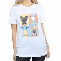 Disney Womens/Ladies Mickey Mouse Four Backs Cotton Boyfriend T-Shirt - S, White