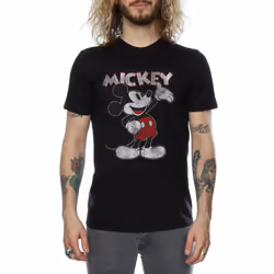 Disney Mens Mickey Mouse Presents T-Shirt - S, Black