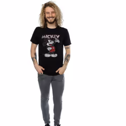 Disney Mens Mickey Mouse Presents T-Shirt - S, Black