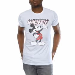 Disney Mens Mickey Mouse Presents T-Shirt - L, White