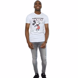 Disney Mens Mickey Mouse Presents T-Shirt - L, White