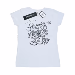 Disney Womens/Ladies Mickey And Minnie Mouse Kiss Sketch Cotton T-Shirt - L, White
