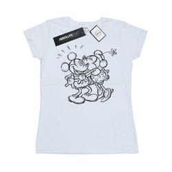 Disney Womens/Ladies Mickey And Minnie Mouse Kiss Sketch Cotton T-Shirt - L, White